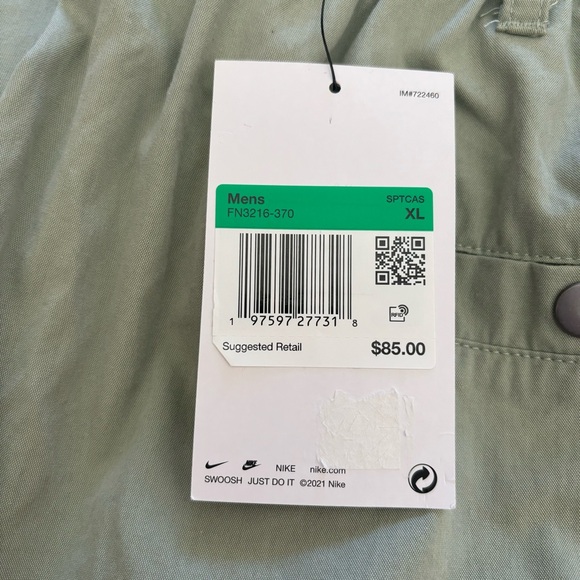 Nike Life Woven Camp Short Casual Light Green FN3216 370 Men’s Size XL - Picture 6 of 6
